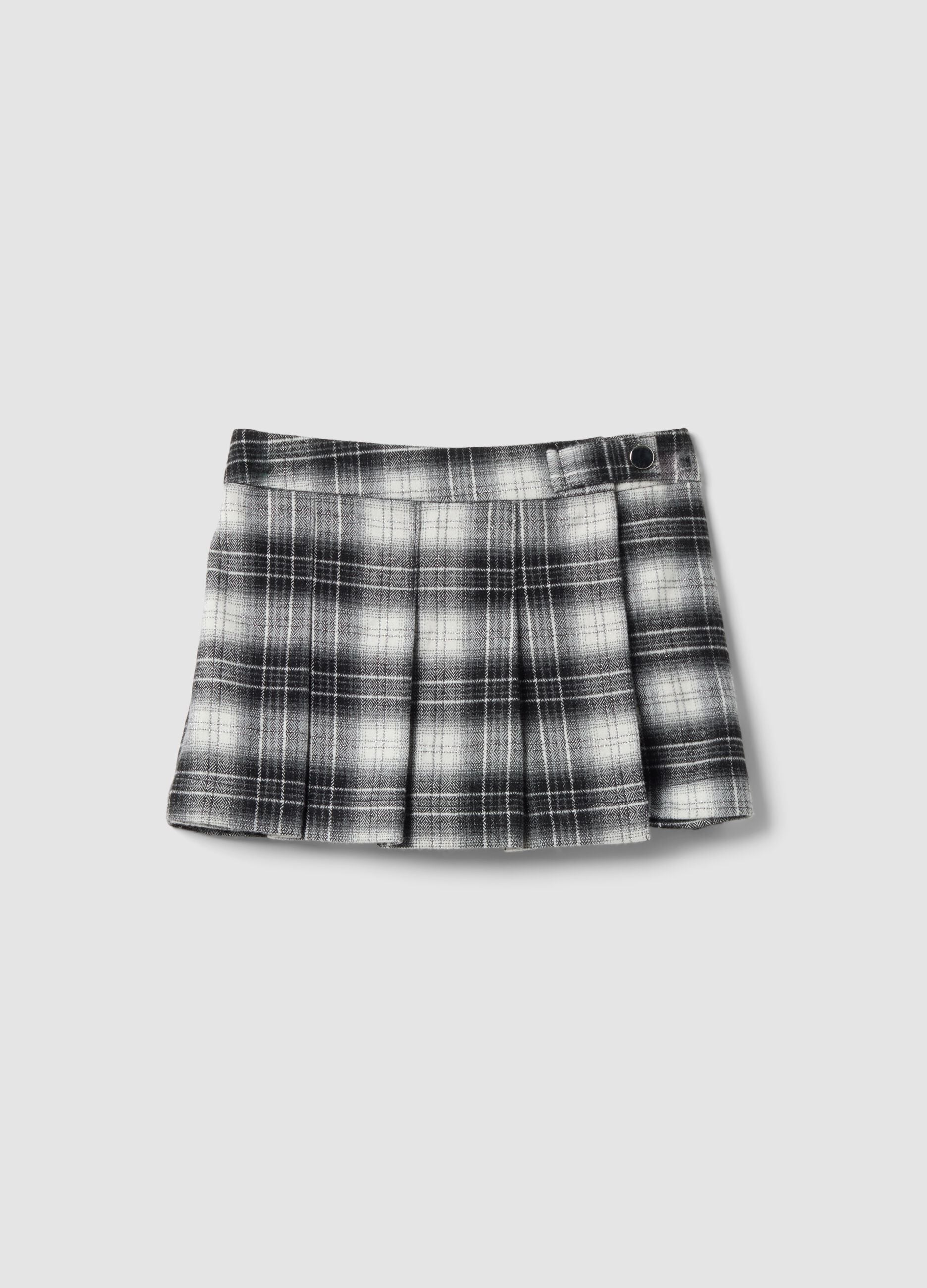 Gonna pantalone nera in viscosa elasticizzata a quadri