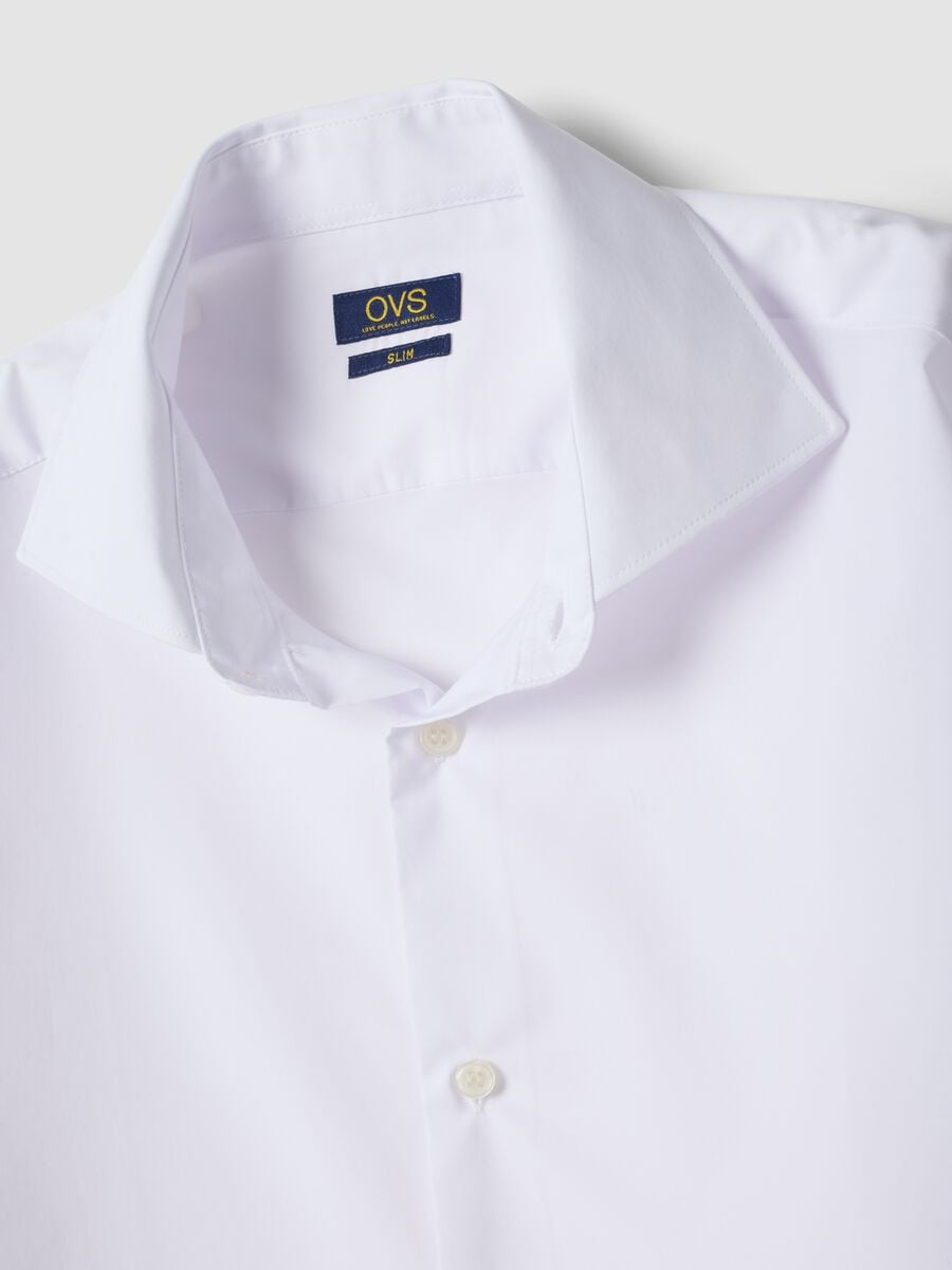 White lyocell-blend shirt with French collar, easy iron_1