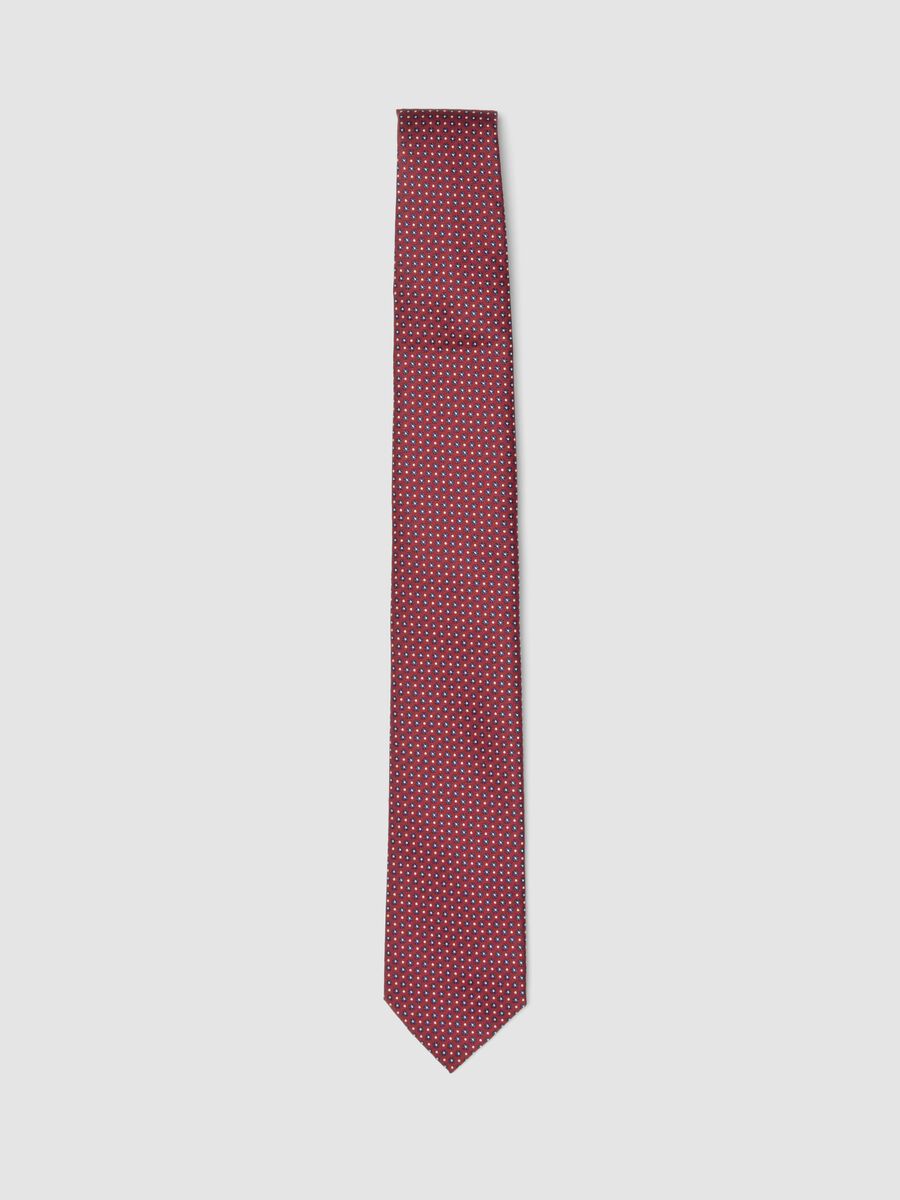 Red tie with micro-pattern, 7.5 cm blade_0