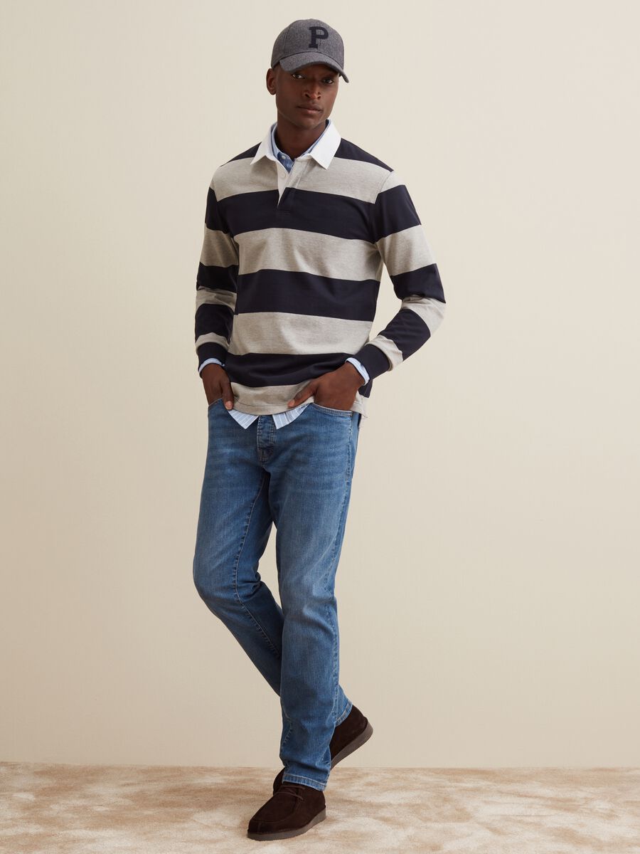 Polo shirt with long sleeves and striped pattern_0