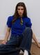 Blue stretch viscose crew-neck top, regular fit_0