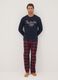 Navy blue pure cotton crew-neck pyjamas_0