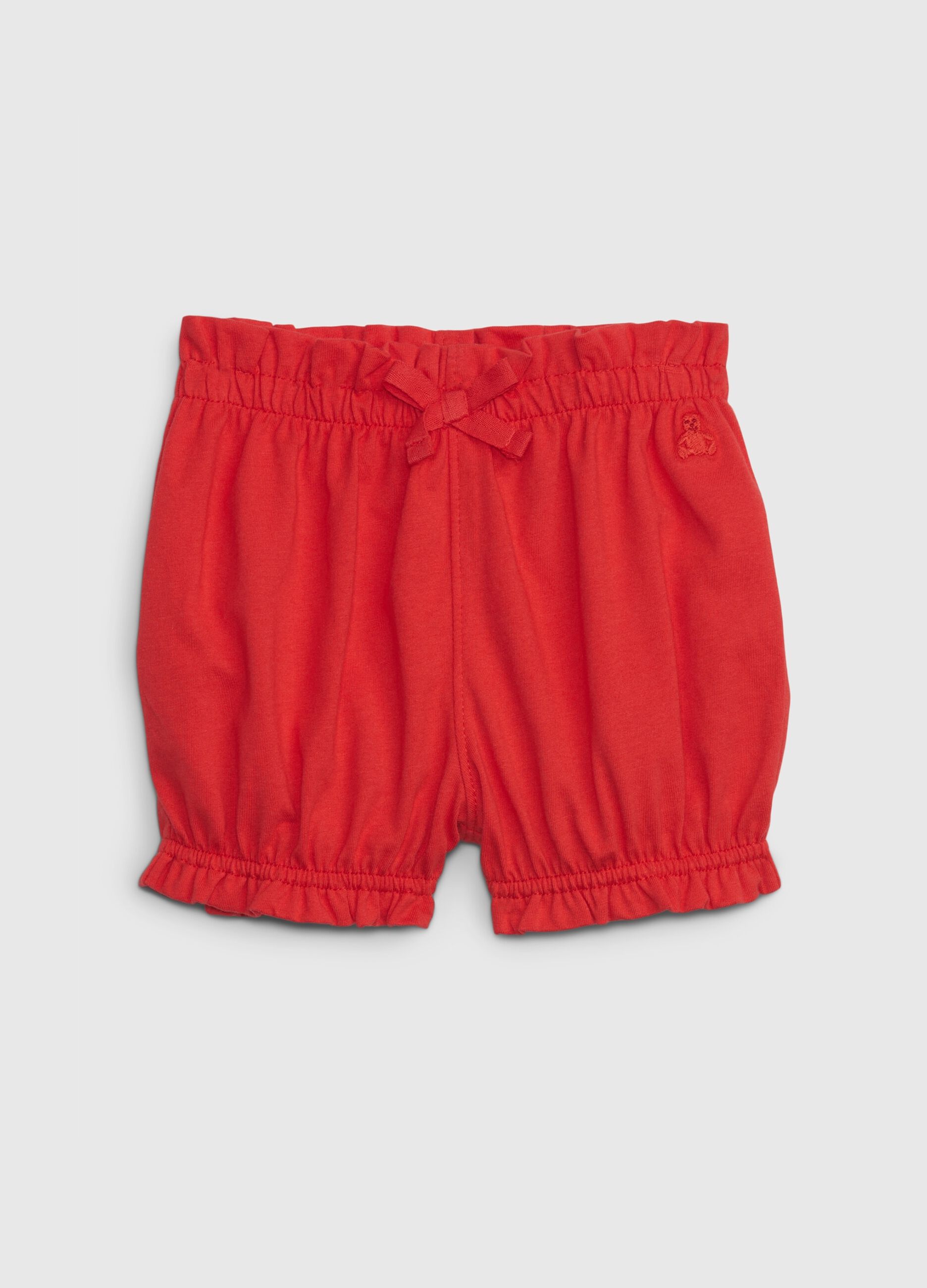 Organic cotton shorts with teddy bear embroidery