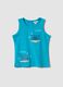 Boys&rsquo; sky-blue pure cotton vest, regular fit, with crab prints_0