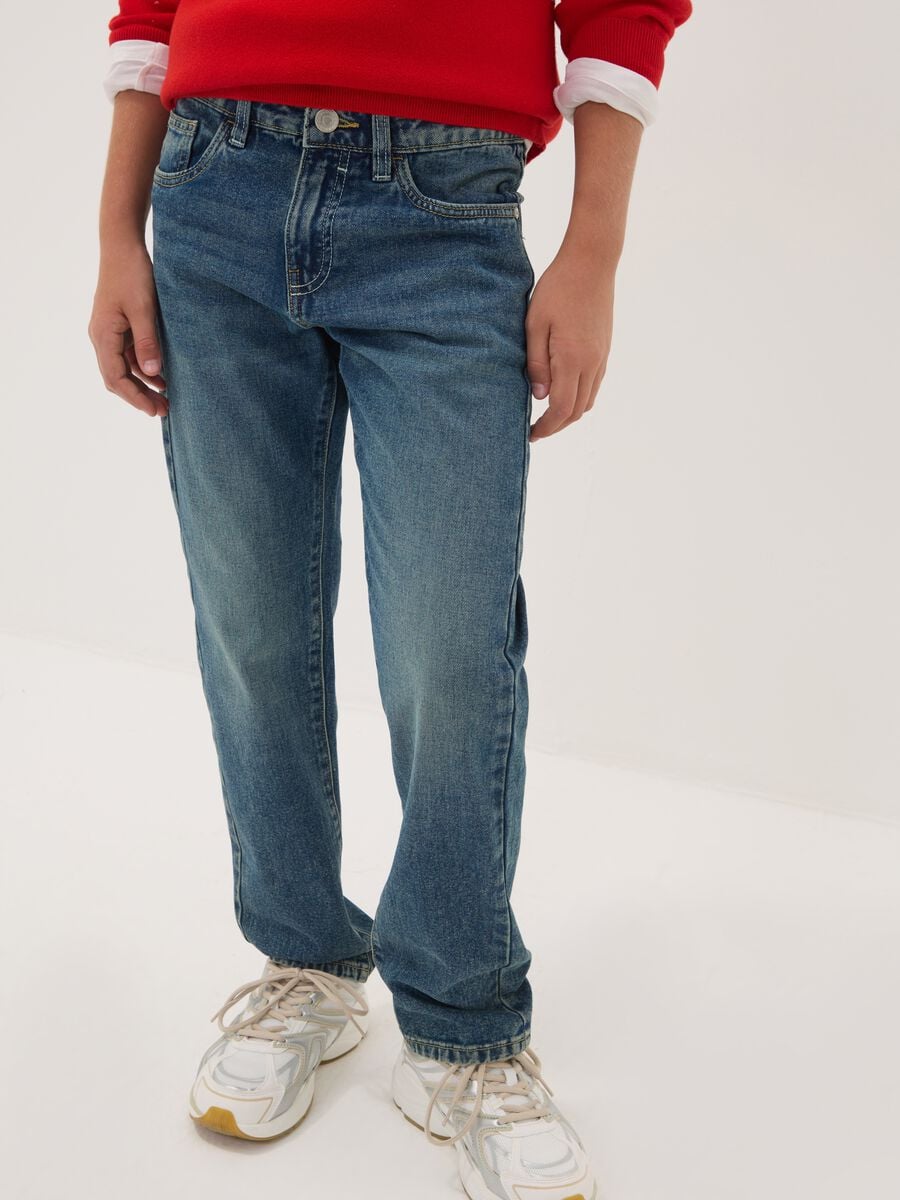 Blue pure cotton regular-fit jeans for boys_2