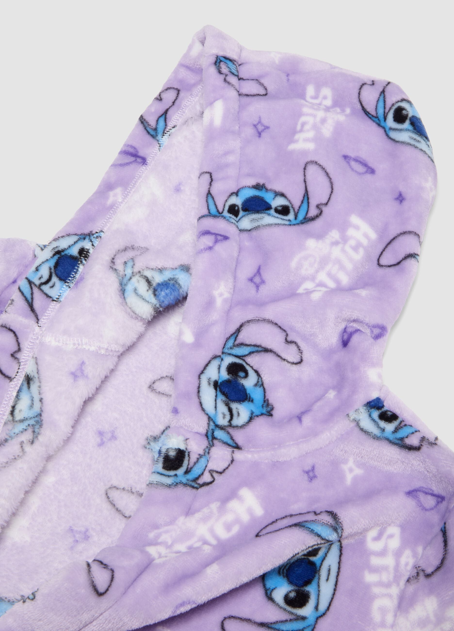 Roup&atilde;o roxo lil&aacute;s com capuz e estampado do Stitch