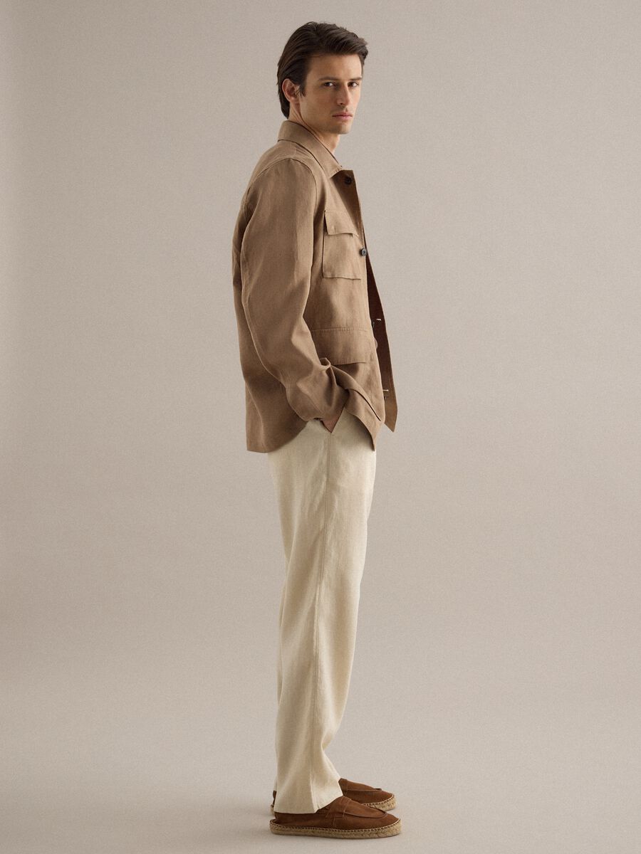 Brown pure linen blazer regular fit_2