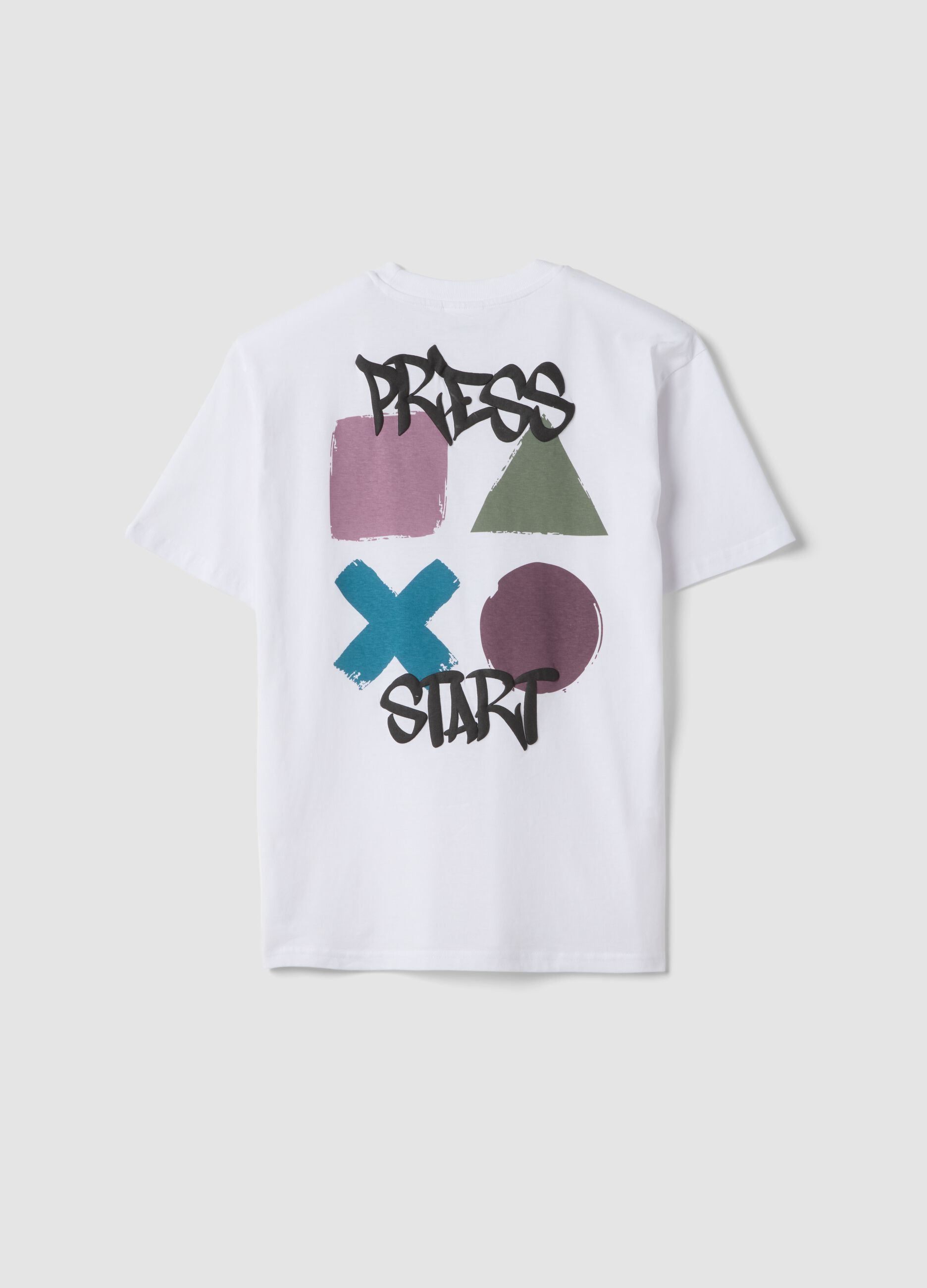Wei&szlig;es Jungen-T-Shirt aus reiner Baumwolle mit PlayStation-Logo, Relaxed Fit