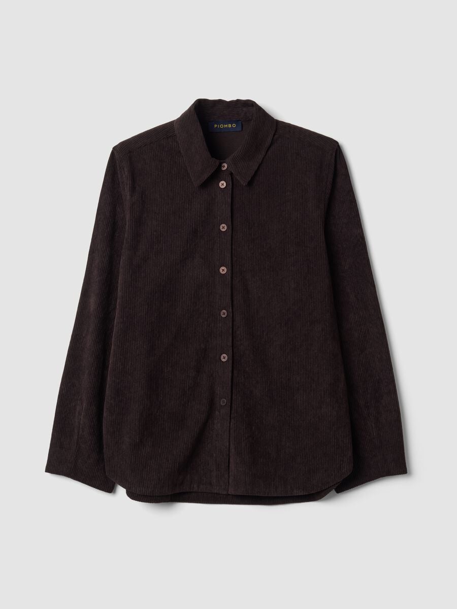 Shacket marrone regular fit a coste_0