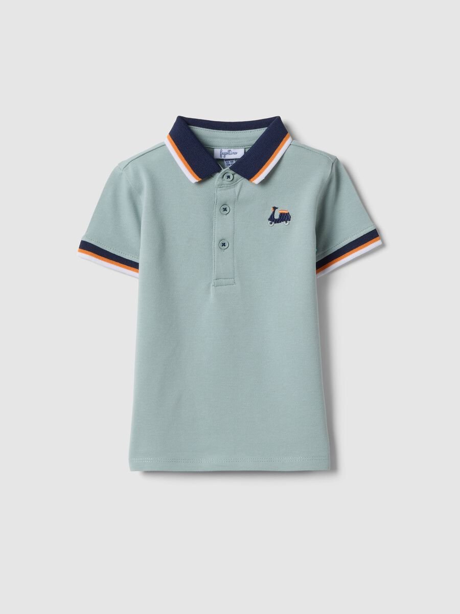 Polo in cotone elasticizzato azzurra da bimbo regular fit con ricamo_0