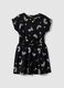 Girls' regular fit black pure cotton dress with rainbows_0