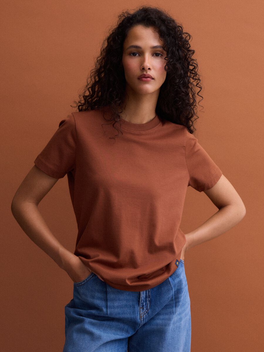 Brown Supima cotton crew-neck T-shirt, regular fit_1