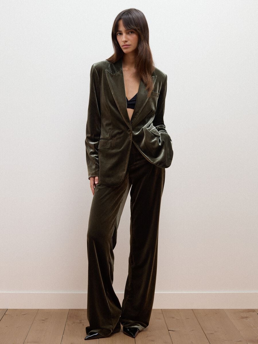 Blazer verde in tessuto elasticizzato_1