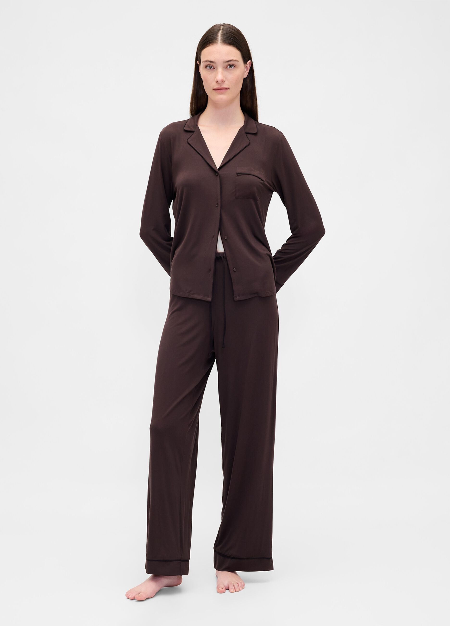 Brown Pyjama in Stretch Modal Fabric
