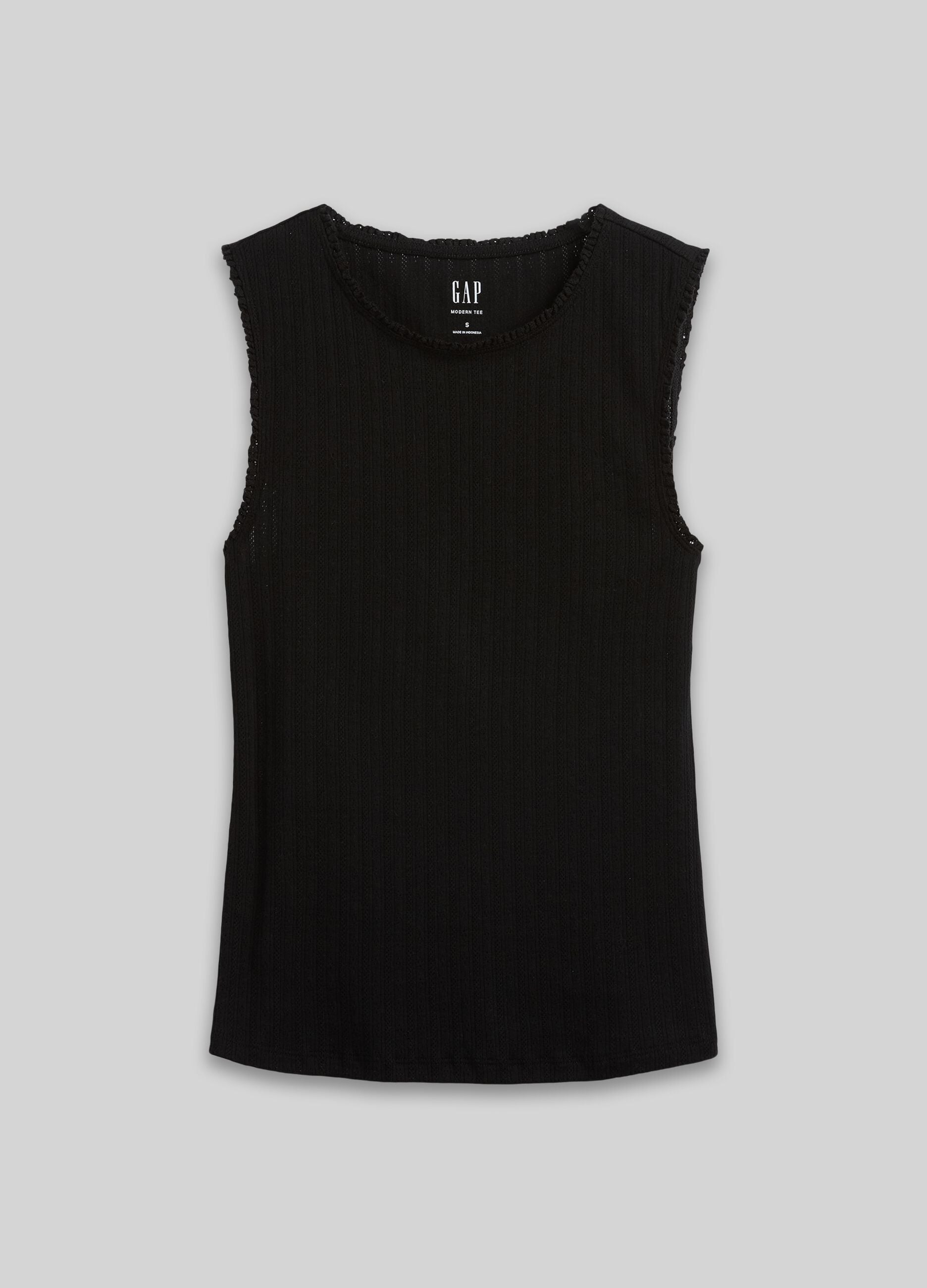 Ribbed cotton-blend tank top
