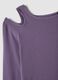 Purple stretch organic cotton cut-out T-shirt for girls_4