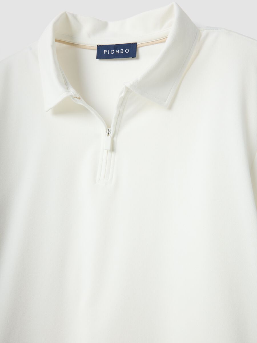 Wei&szlig;e Stretch-Baumwoll-Polohemd mit kurzen &Auml;rmeln Regular Fit_5