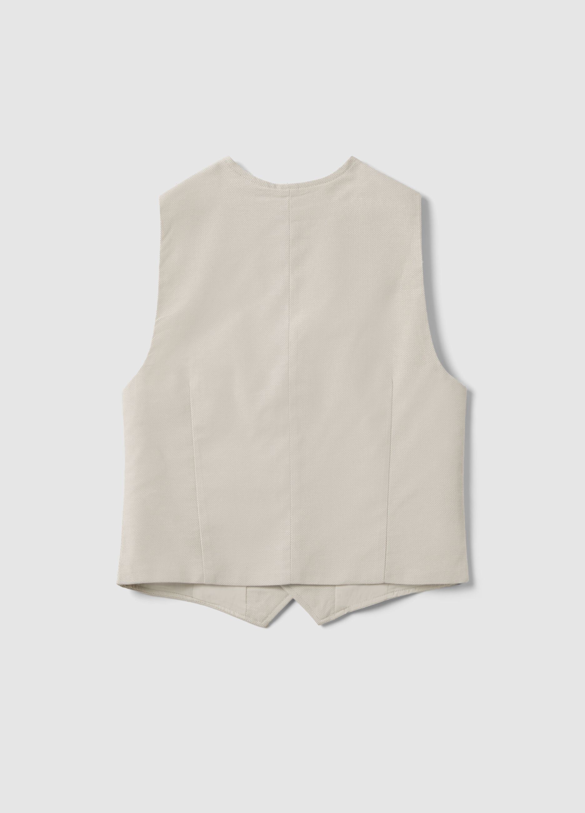 Boys' beige stretch cotton waistcoat slim fit