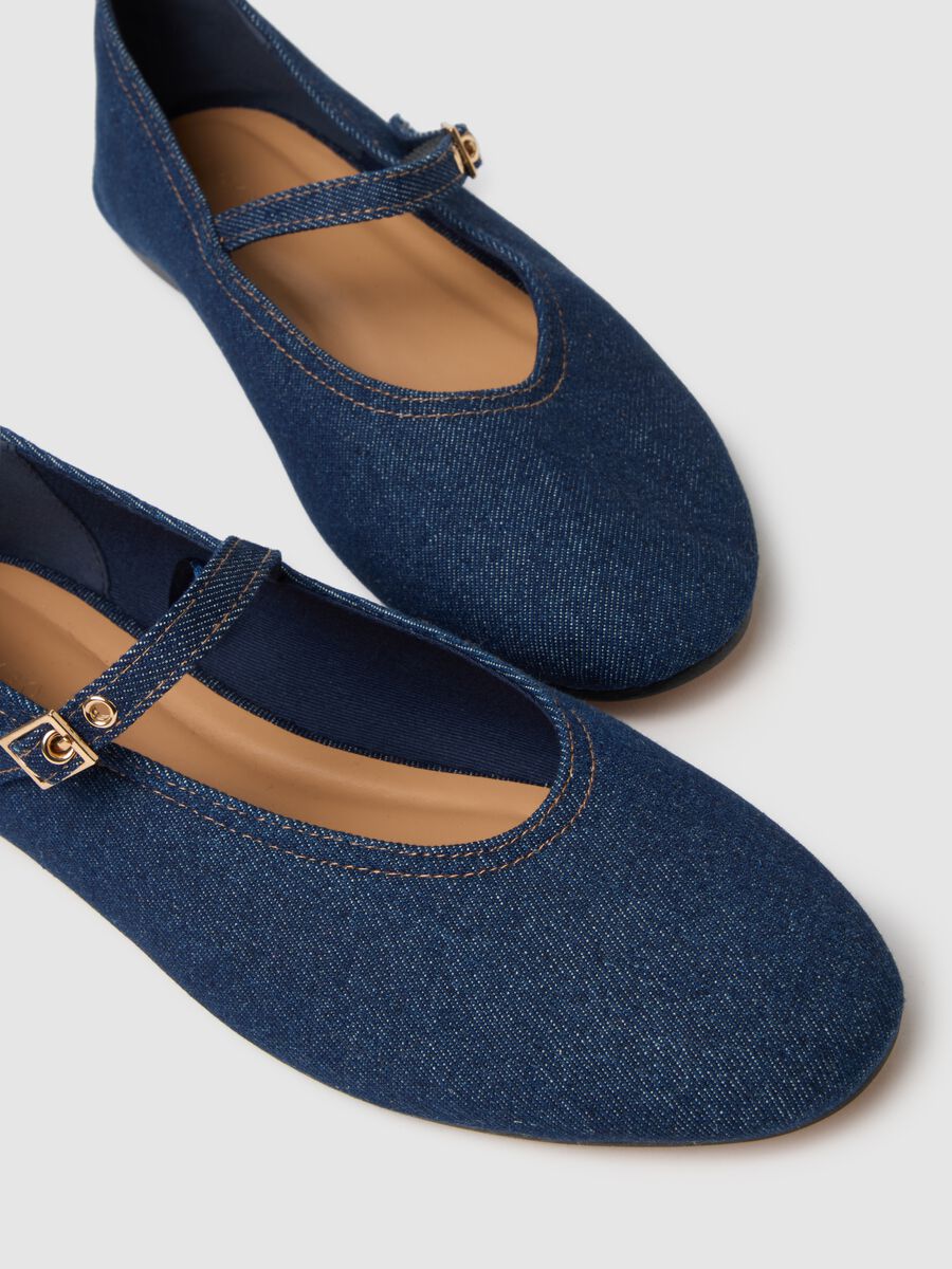 Blaue Ballerinas mit verstellbarem Riemen_3