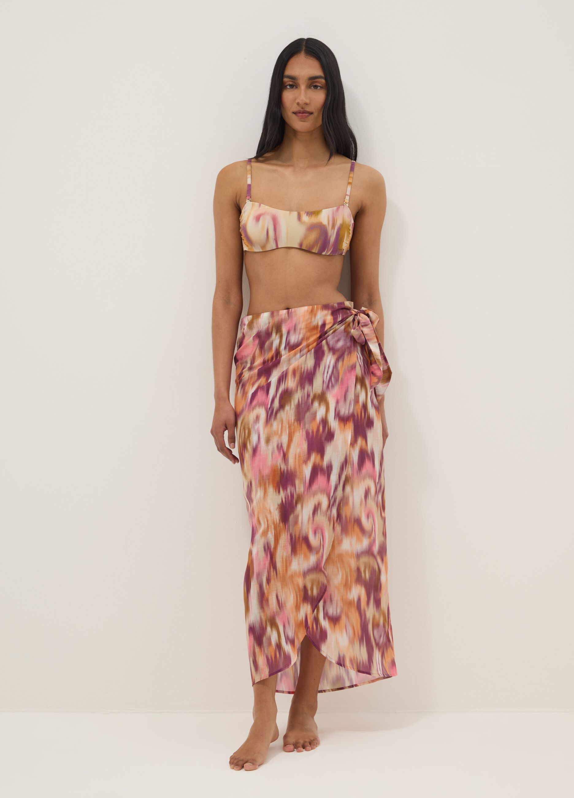 Long multicolour patterned sarong