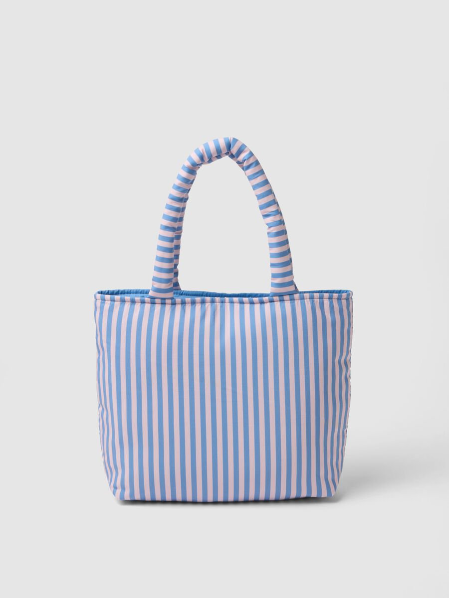 Multicolour striped pure cotton shoulder bag with soft handles_1