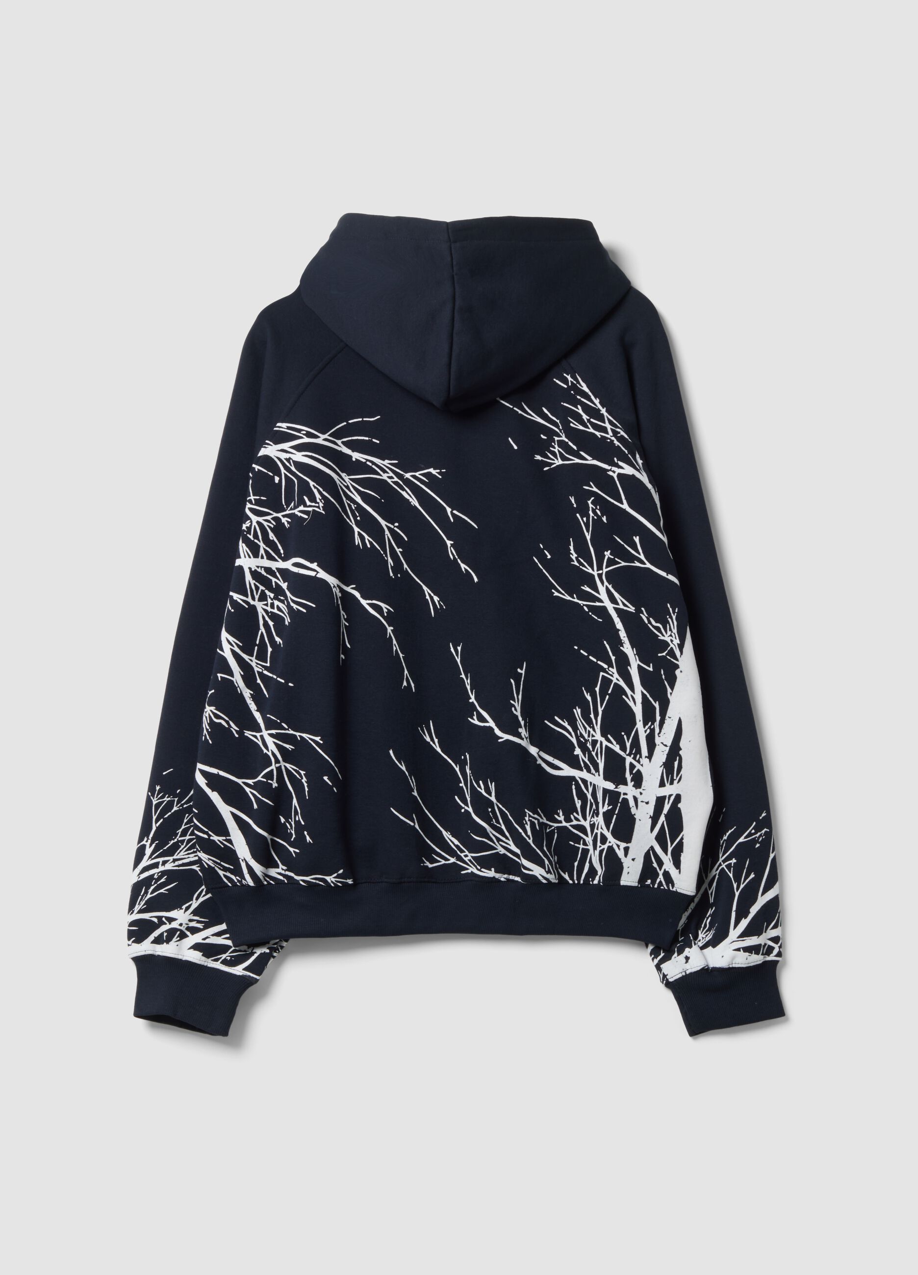 Sweatshirt com capuz preta em mistura de algod&atilde;o com estampado gr&aacute;fico