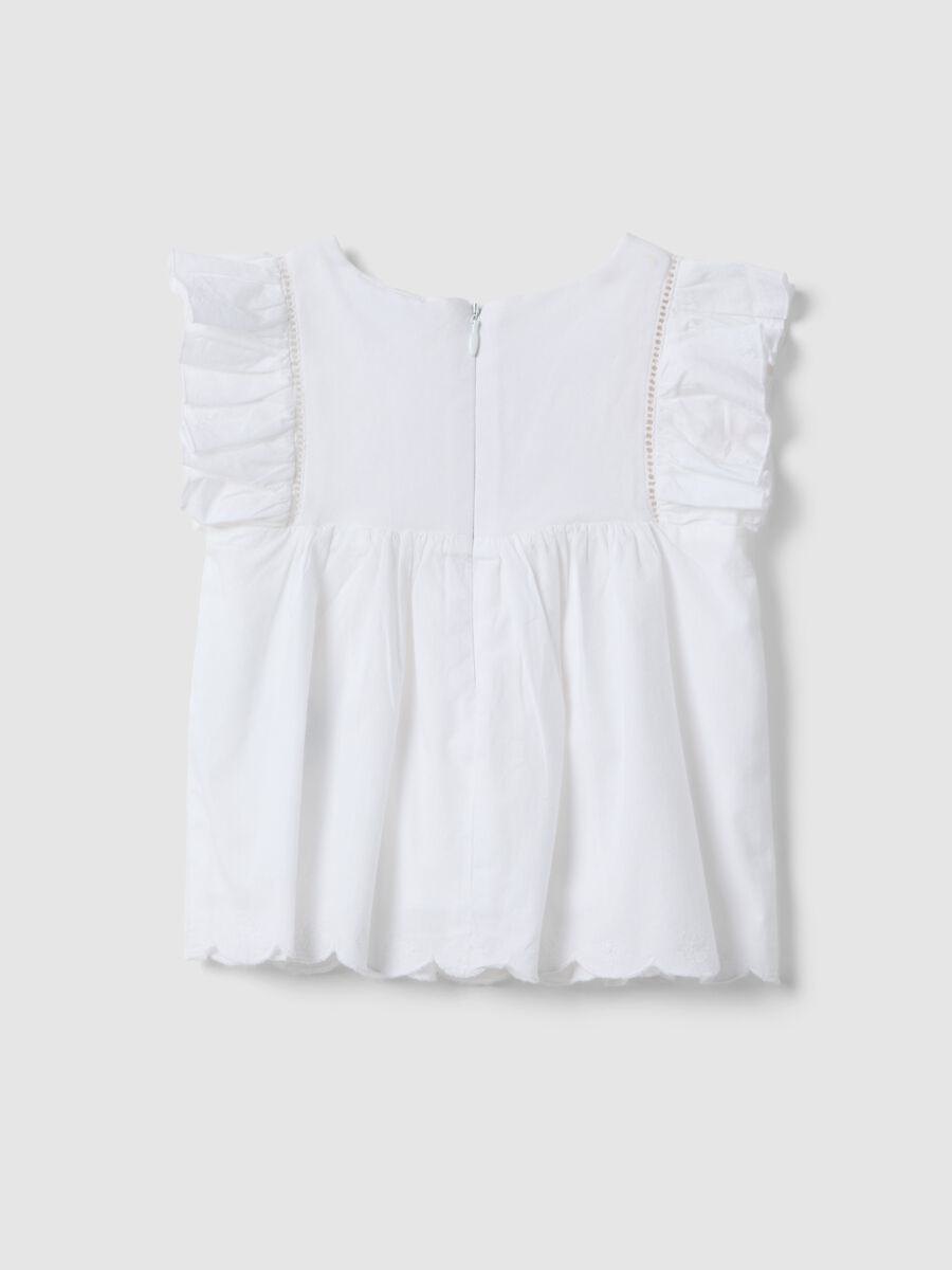 White pure cotton baby shirt, regular fit with ruffle_1