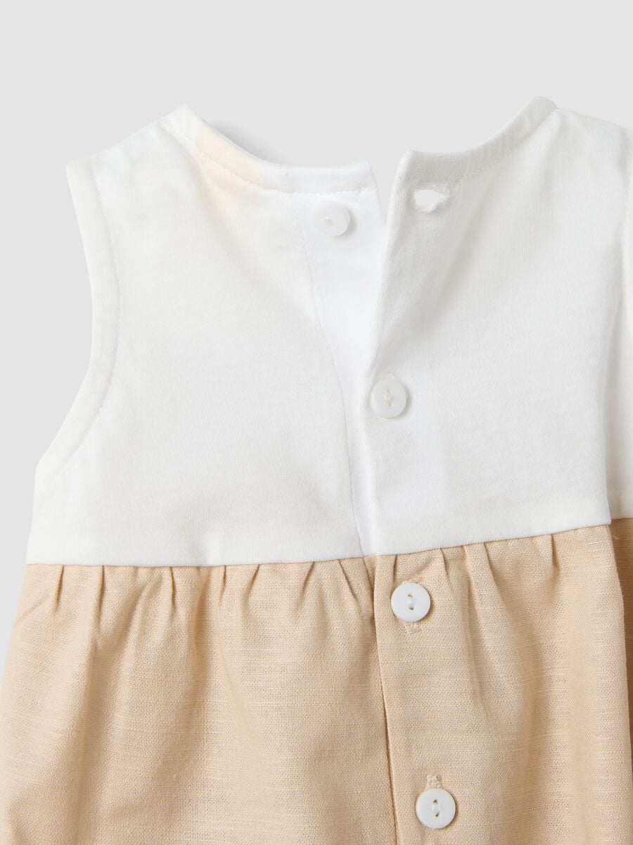 Beige organic cotton baby romper_3