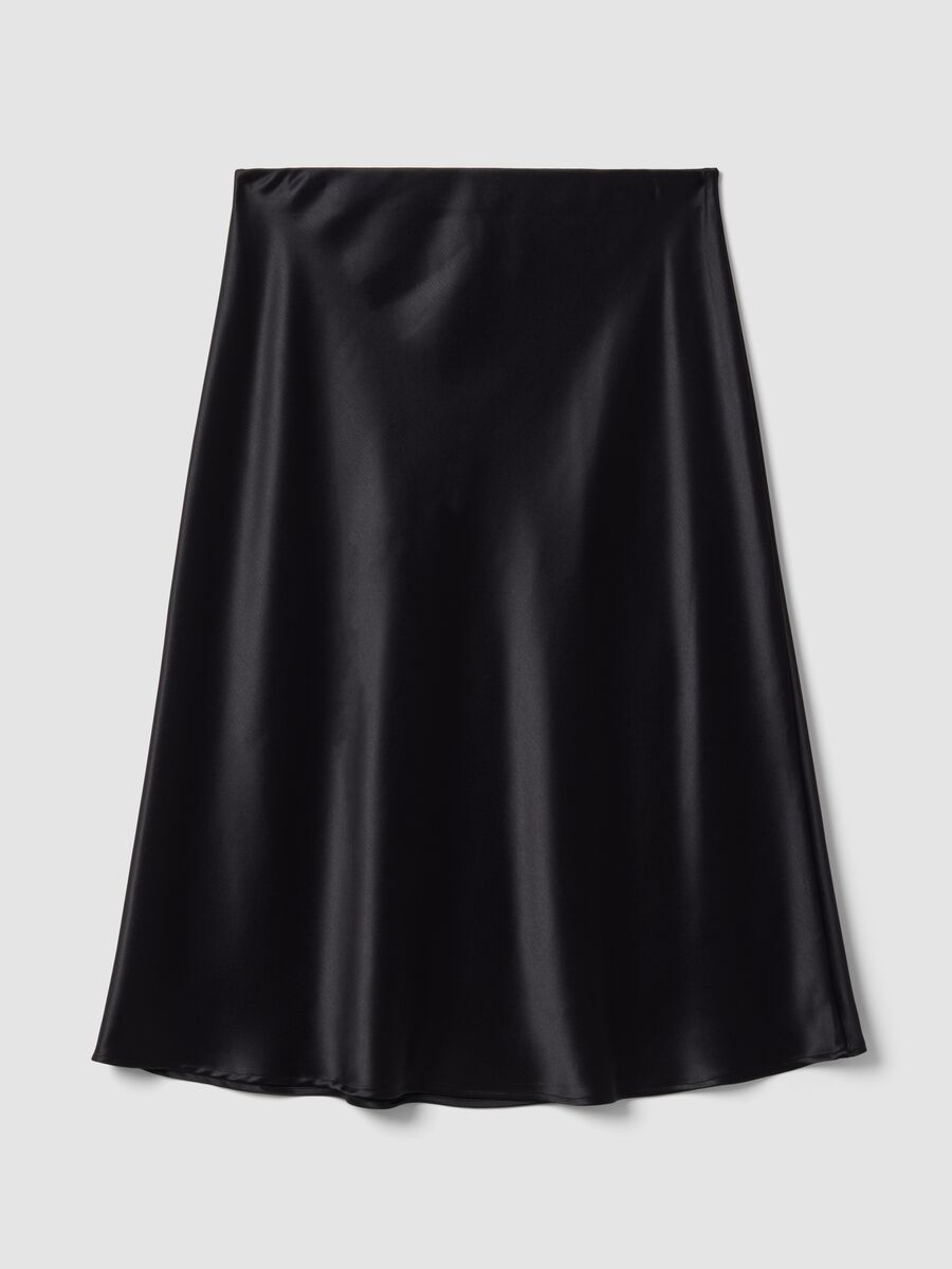 Black satin midi skirt in stretch fabric_6