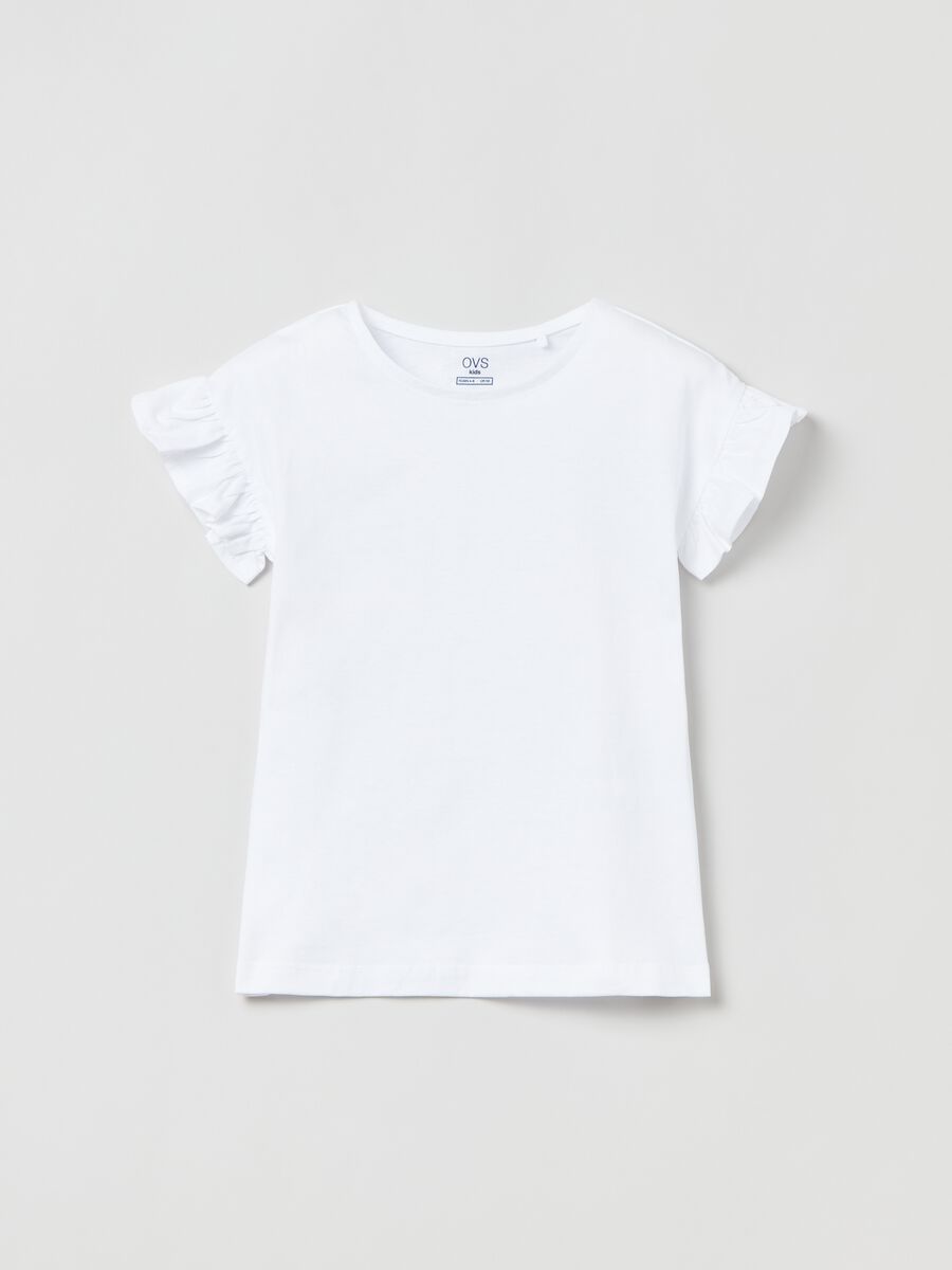 T-shirt in cotone con volant_0