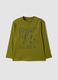 T-shirt verde oversize em puro algod&atilde;o org&acirc;nico com estampado racing para menino_0