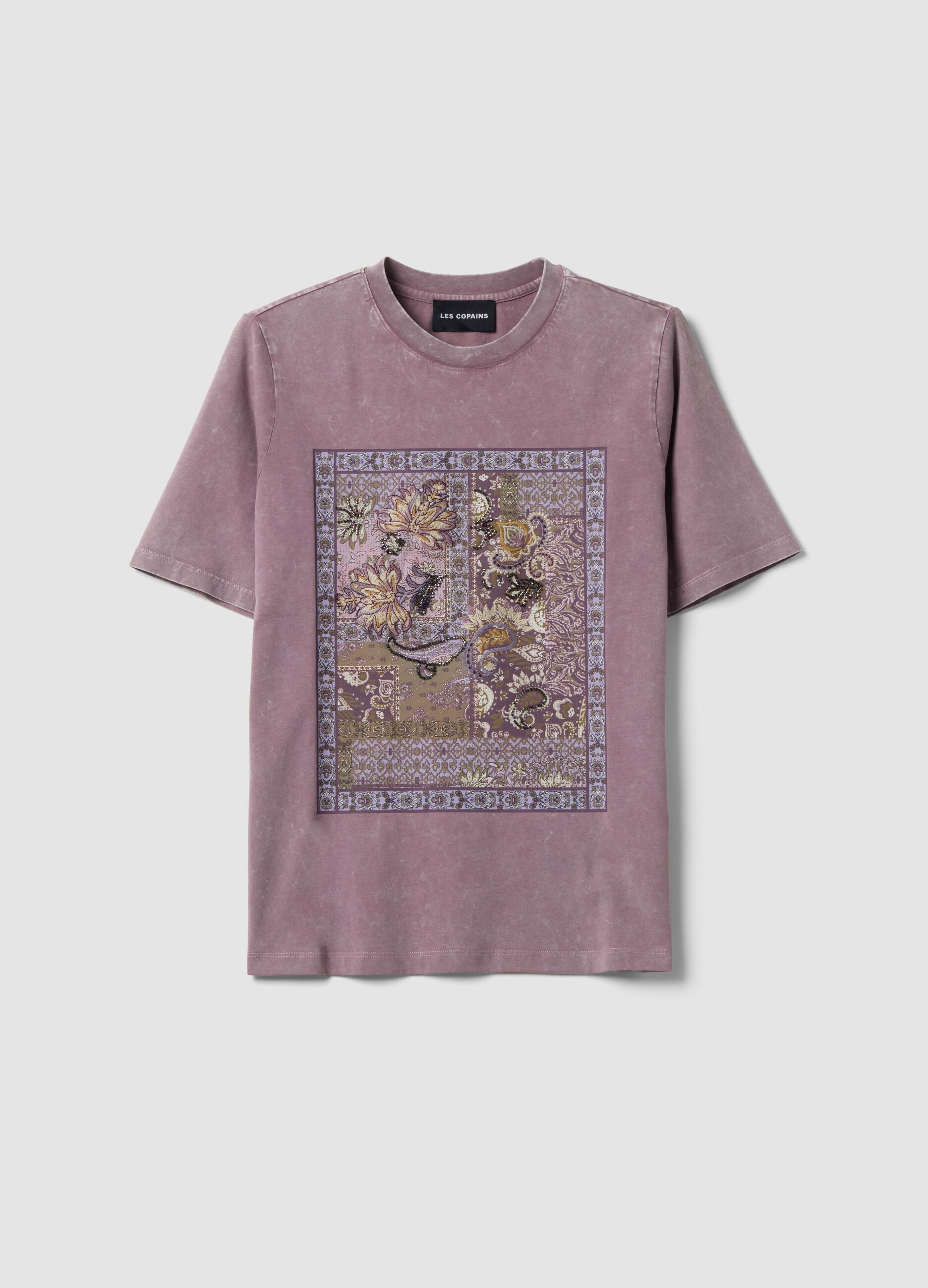 &Mu;&omega;&beta; T-shirt &alpha;&pi;ό 100% &beta;&alpha;&mu;&beta;ά&kappa;&iota; &mu;&epsilon; &phi;&lambda;&omicron;&rho;ά&lambda; &sigma;&tau;ά&mu;&pi;&alpha;, relaxed &epsilon;&phi;&alpha;&rho;&mu;&omicron;&gamma;ή