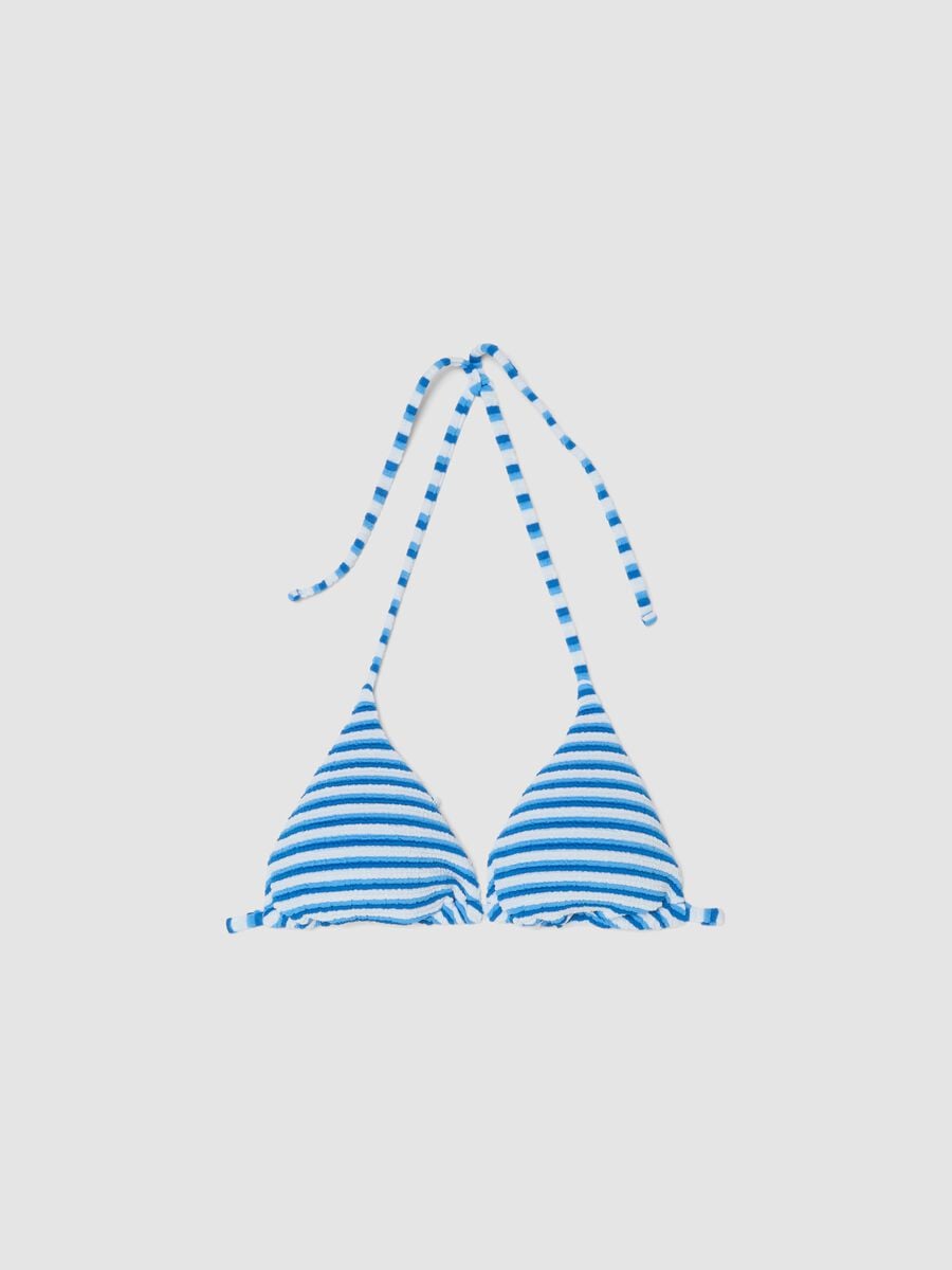 Haut de bikini triangle bleu ciel en tissu extensible_4