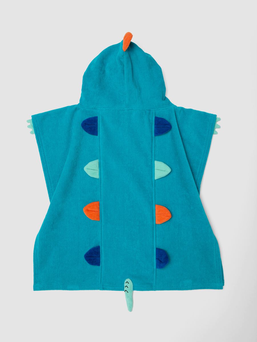 Blue organic cotton hooded poncho_1