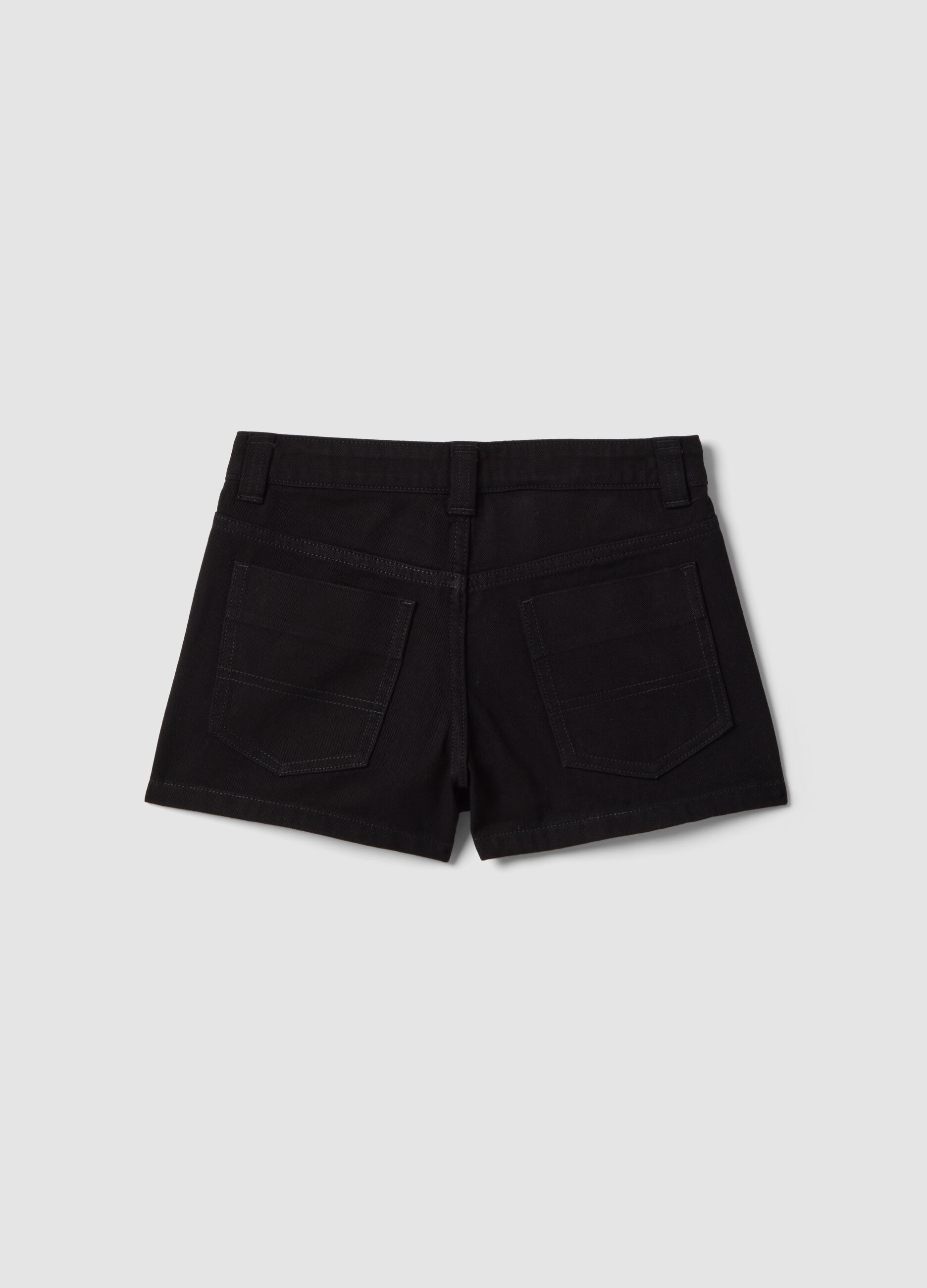 Girls&rsquo; black 100% cotton shorts with sparkly details