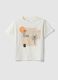 Kids' White Pure Cotton Regular Fit T-shirt with Print_0
