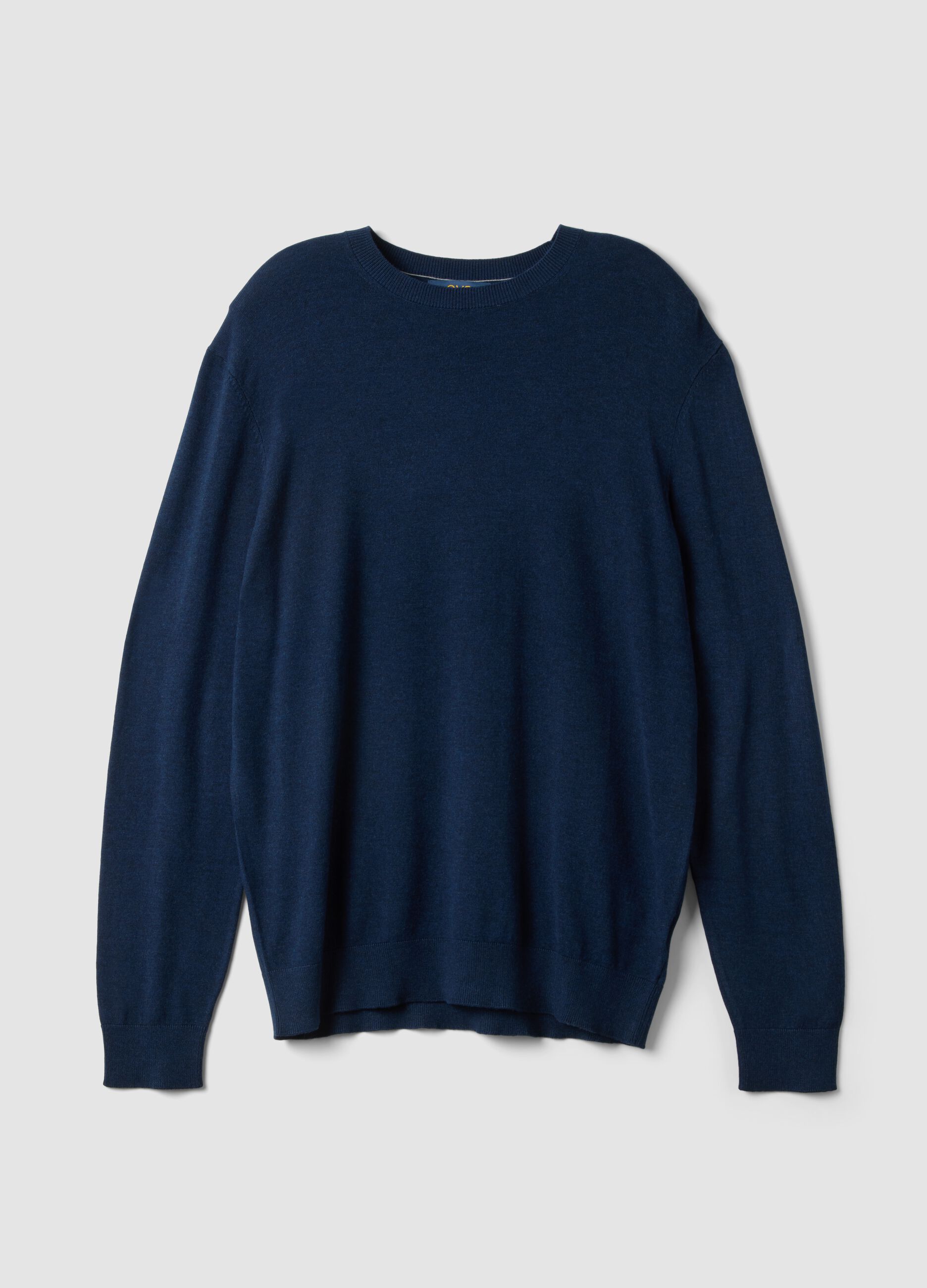 Blue crew-neck jumper in viscose blend, regular fit