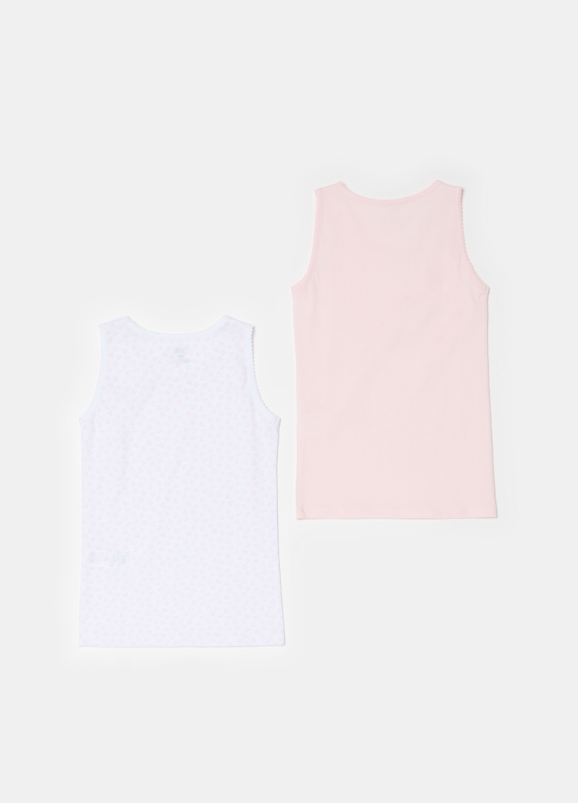 Two-pack cotton vests with bow