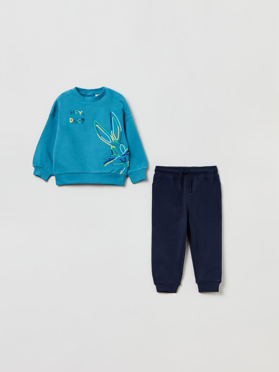 Jogging set in cotton with Bugs Bunny embroidery_0
