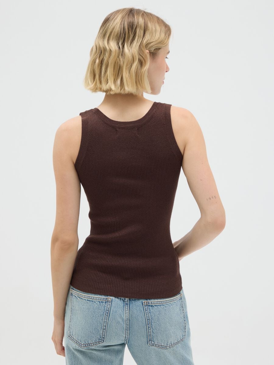 Women's Brown Stretch Fabric Vest_3