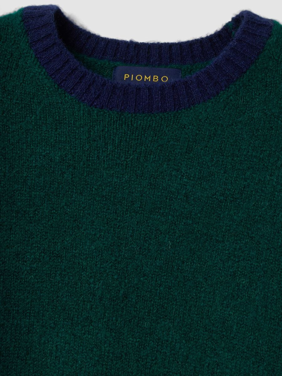 Green crew-neck jumper in stretch wool and alpaca, regular fit_5