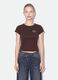 Brown pure cotton crew-neck T-shirt with slogan_0