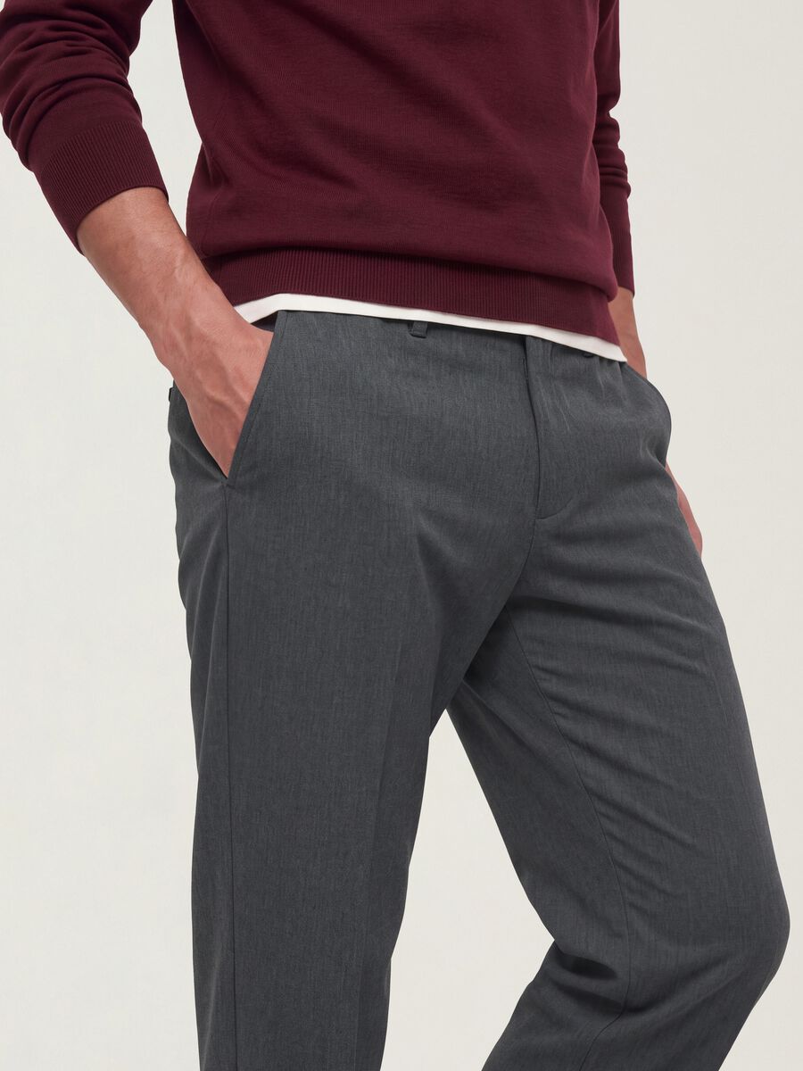 Grey slim-fit stretch viscose twill chino trousers_2