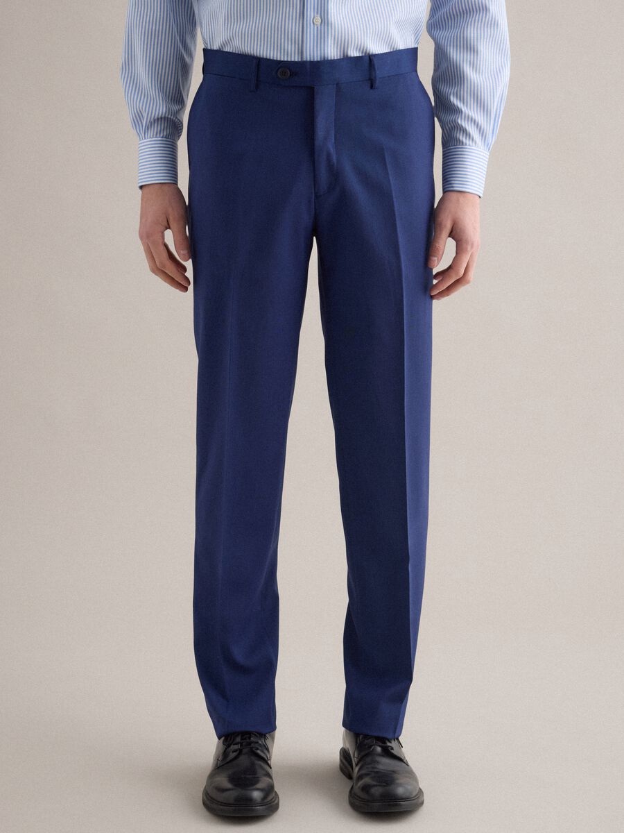Blue regular fit trousers_1