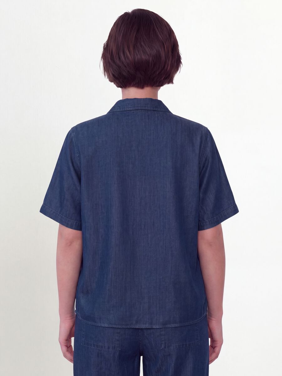 Blue pure lyocell short-sleeve shirt, regular fit_1