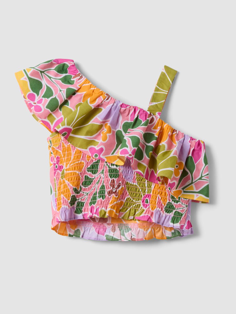 Multicolour pure cotton top with ruffle_1