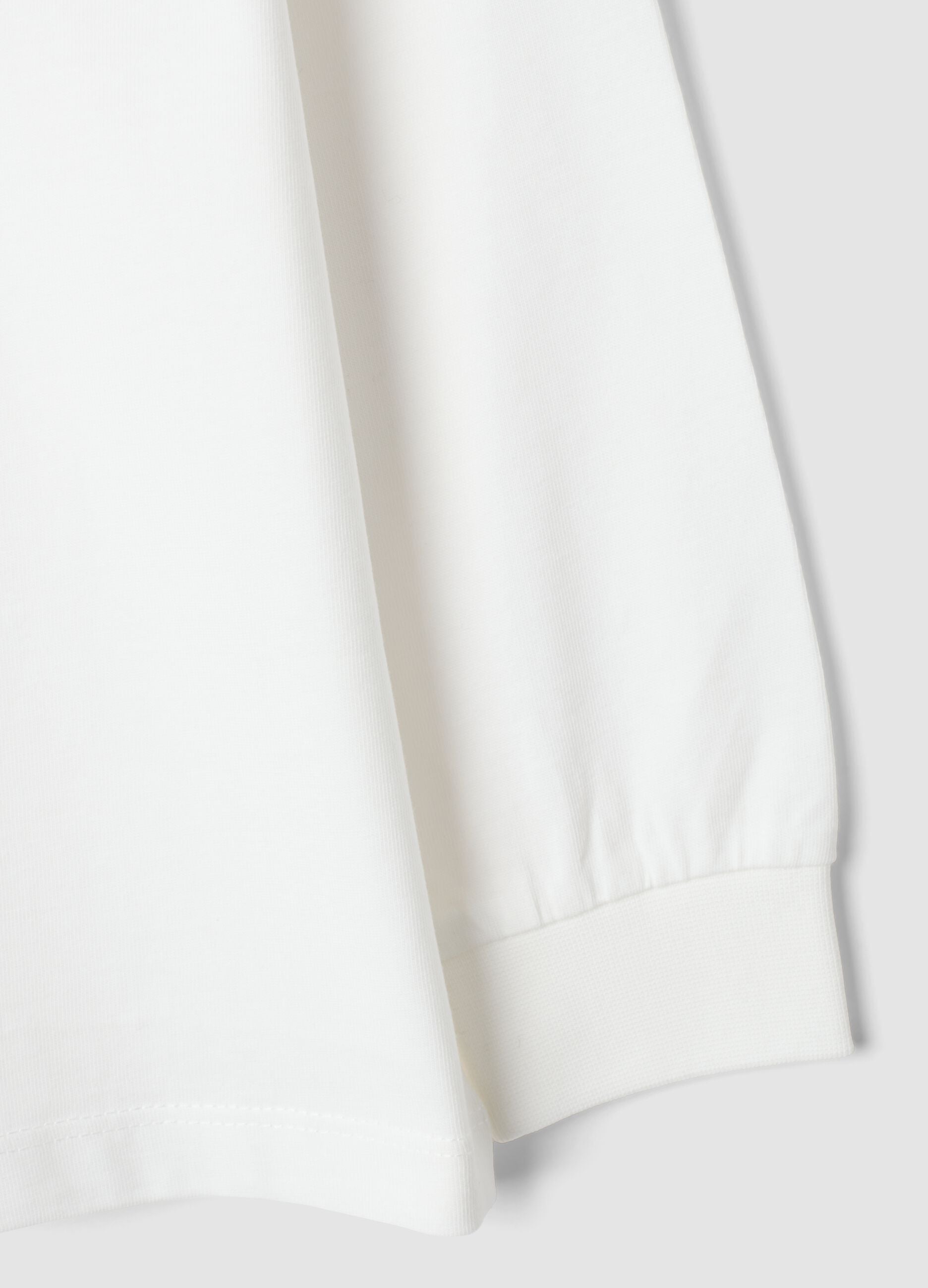 White pure cotton T-shirt with striped crew neck