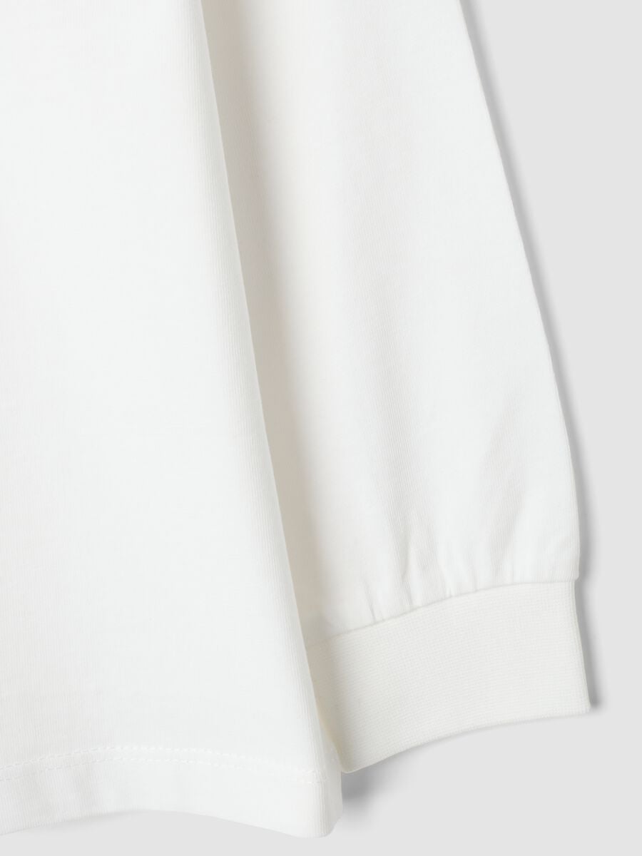 White pure cotton T-shirt with striped crew neck_3