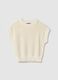 White cotton blend eyelet knit regular fit jumper_0