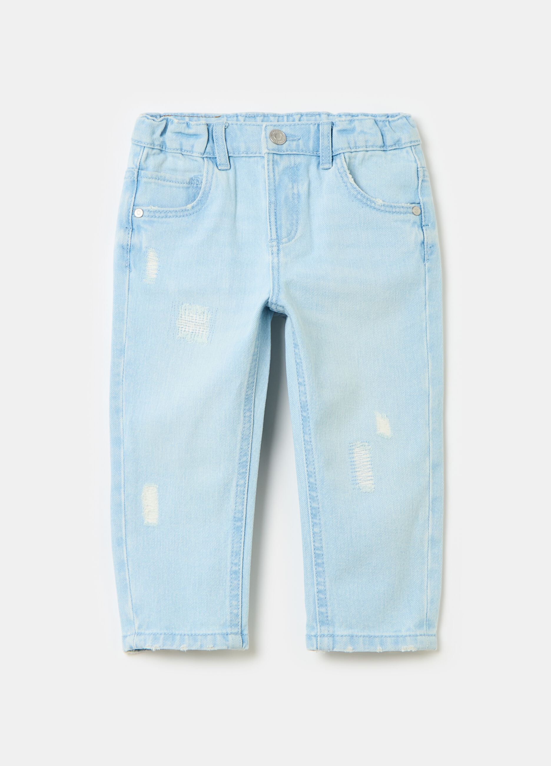 Jeans in cotone con abrasioni